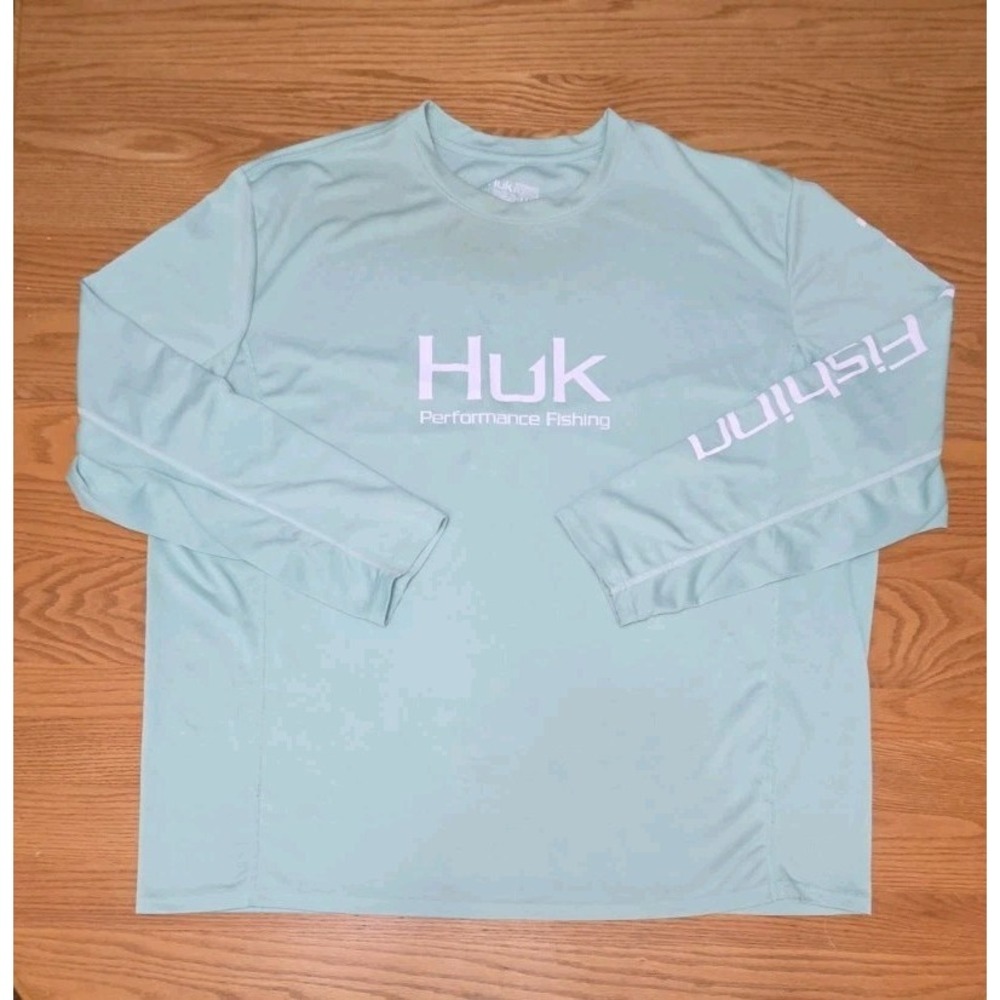 Huk Men's Performance Fishing Long Sleeve Shirt Men's 3XL Light Blue * Read *
